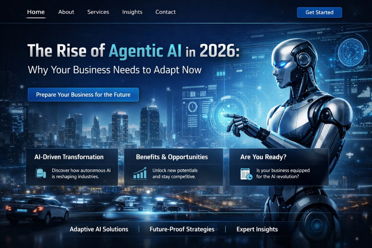 Futuristic Agentic AI technology transforming businesses in 2026 with autonomous intelligence and automation